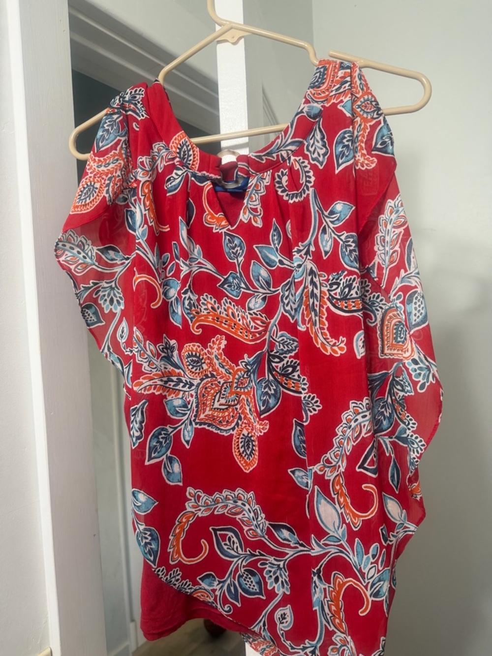 Women's Red Floral Paisley Blouse